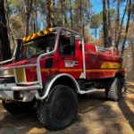 Camion de pompiers lors de l'incendie de l'été 2022 à la Teste de Buch.